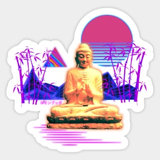 Neon Buddha Vaporwave Synthwave Sticker